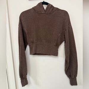 Offline by Aerie: Women's Crop Chocolate Brown Hoodie Sweatshirt, Size XS